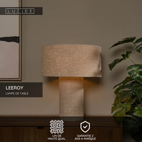 Lucide LEEROY - Lampe de table - 1xE27 - Taupe - USP